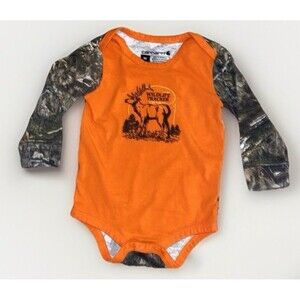 EUC Baby Boy Carhartt Deer Bodysuit Size 9 Months WILDLIFE TRACKER
